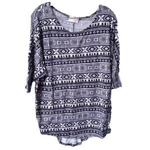 Bobbie Brooks Soft Stretch Aztec Pattern Top Plus Size XL